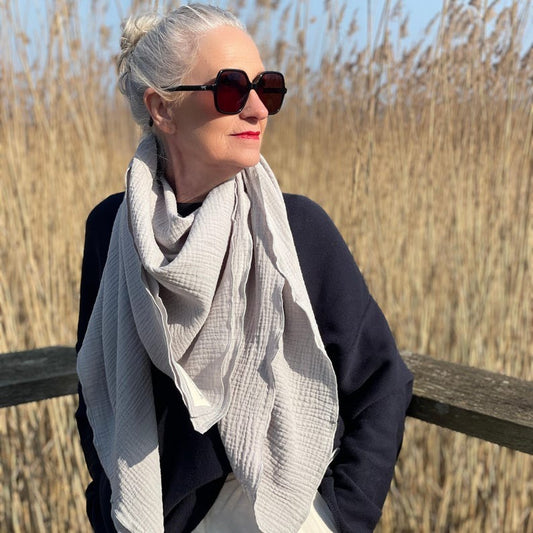 Musselin Tuch Damen l Grau