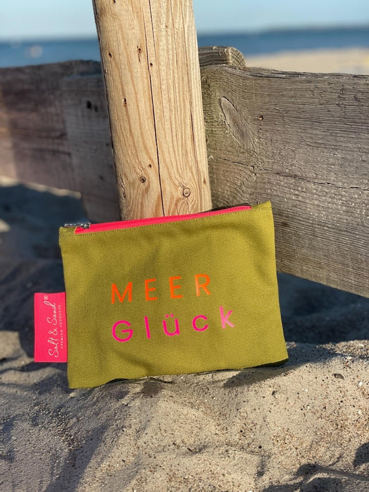 Kosmetiktasche aus Baumwoll Canvas l Oliv MEER Glück