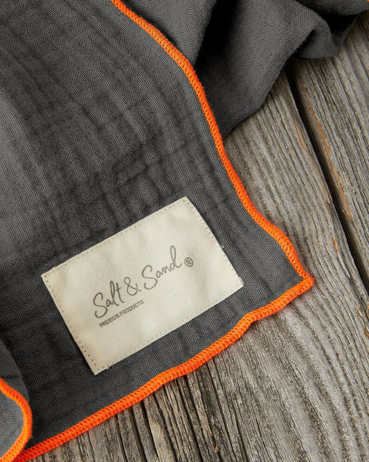 Musselin Tuch Damen l Antrazith mit Neon Orange