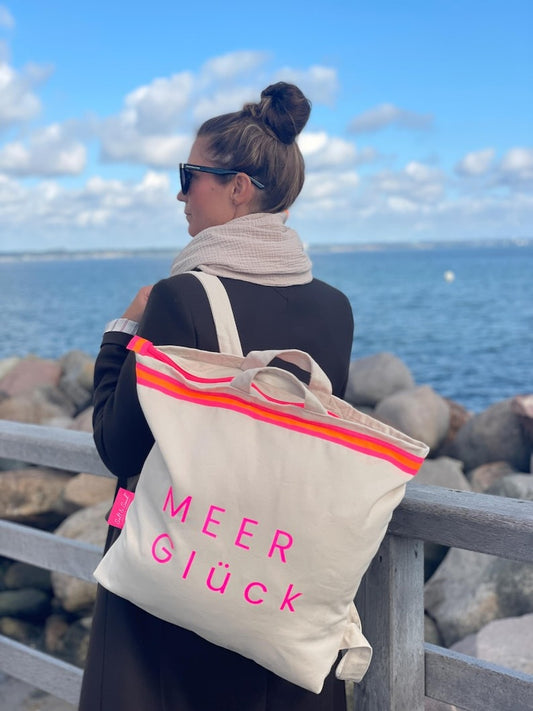 Canvas Rucksack Damen l Beige MEER Glück