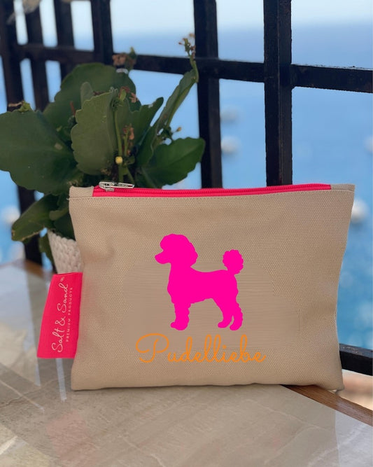 Kosmetiktasche aus Baumwoll Canvas l Beige Pudelliebe