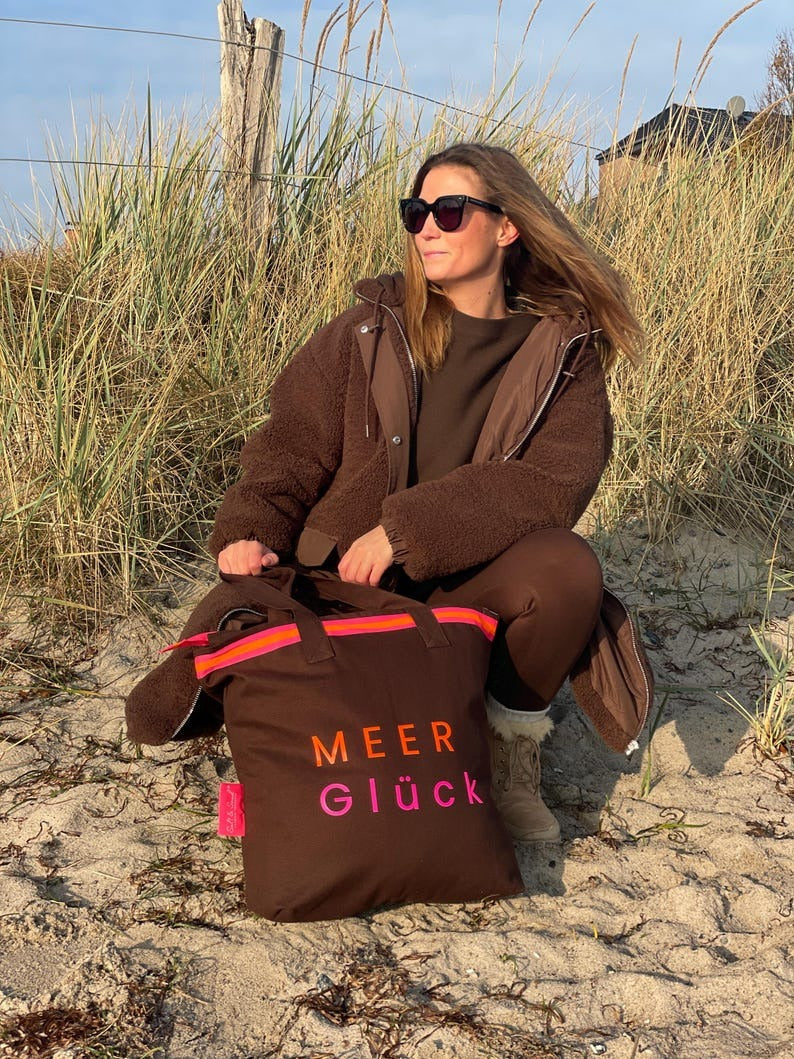 Canvas Shopper Tasche braun MEER Glück