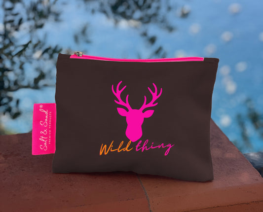 Kosmetiktasche aus Baumwoll Canvas l braun Wild Thing Hirsch