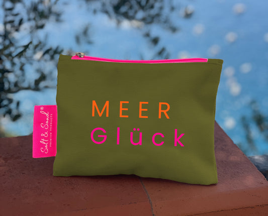 Kosmetiktasche aus Baumwoll Canvas l Oliv MEER Glück