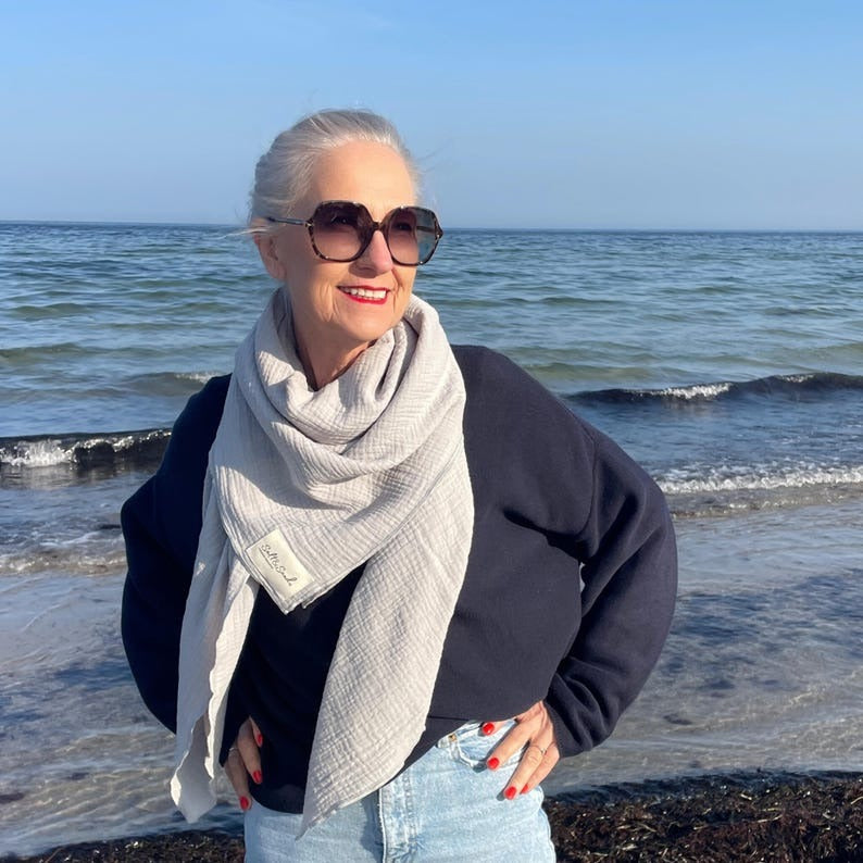 Musselin Tuch Damen l Grau