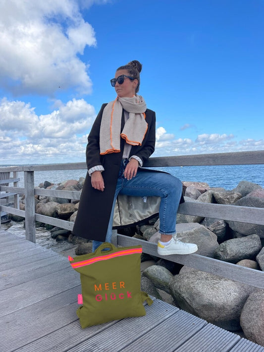 Canvas Rucksack Damen l Oliv MEER Glück