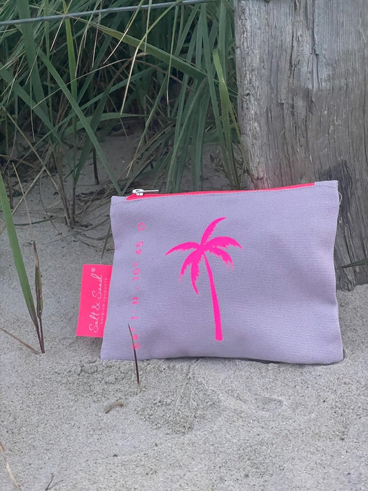 Kosmetiktasche aus Baumwoll Canvas l Lavendel Palme