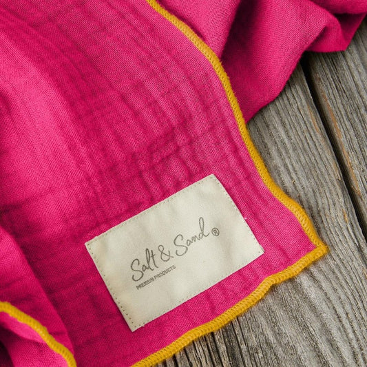 Musselin Tuch Damen l Pink mit Gelb