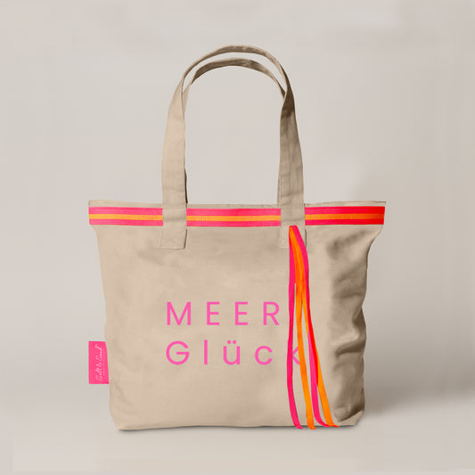 Canvas Shopper Tasche beige MEER Glück