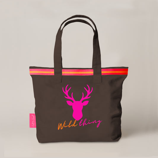 Canvas Shopper Tasche braun Wild Thing Hirsch