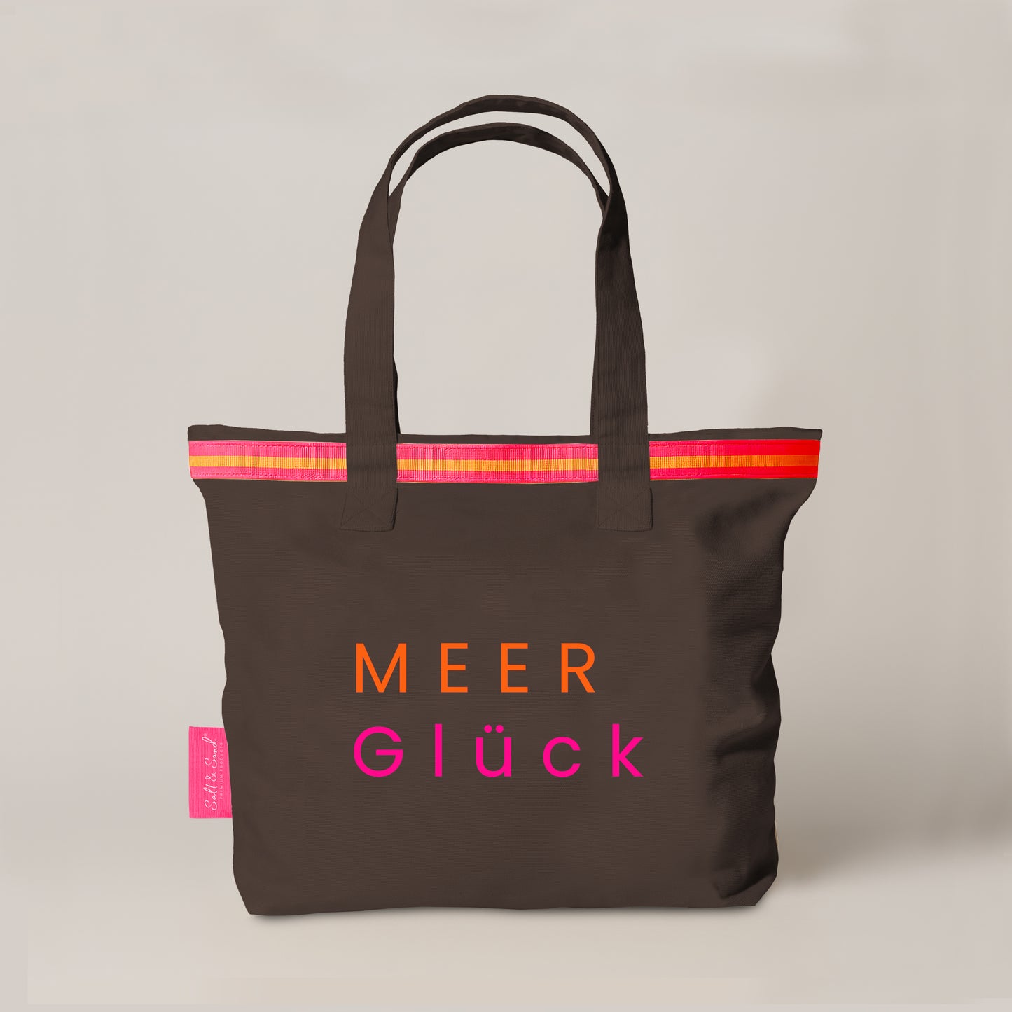 Canvas Shopper Tasche braun MEER Glück