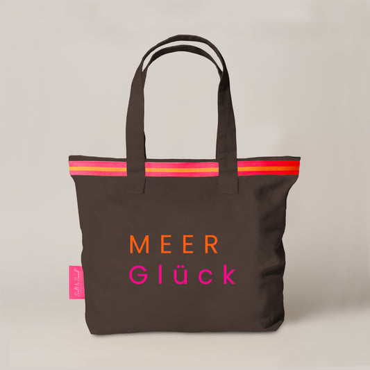 Canvas Shopper Tasche braun MEER Glück