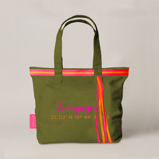 Canvas Shopper Tasche oliv Le Voageur
