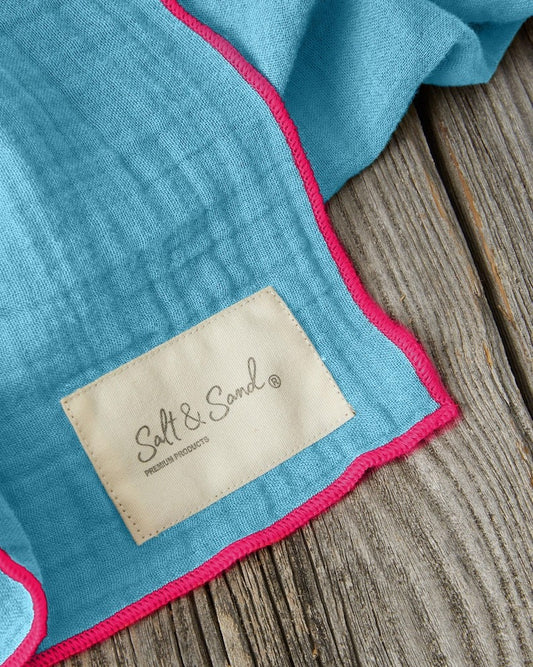 Musselin Tuch Damen l Türkis mit Neon Pink